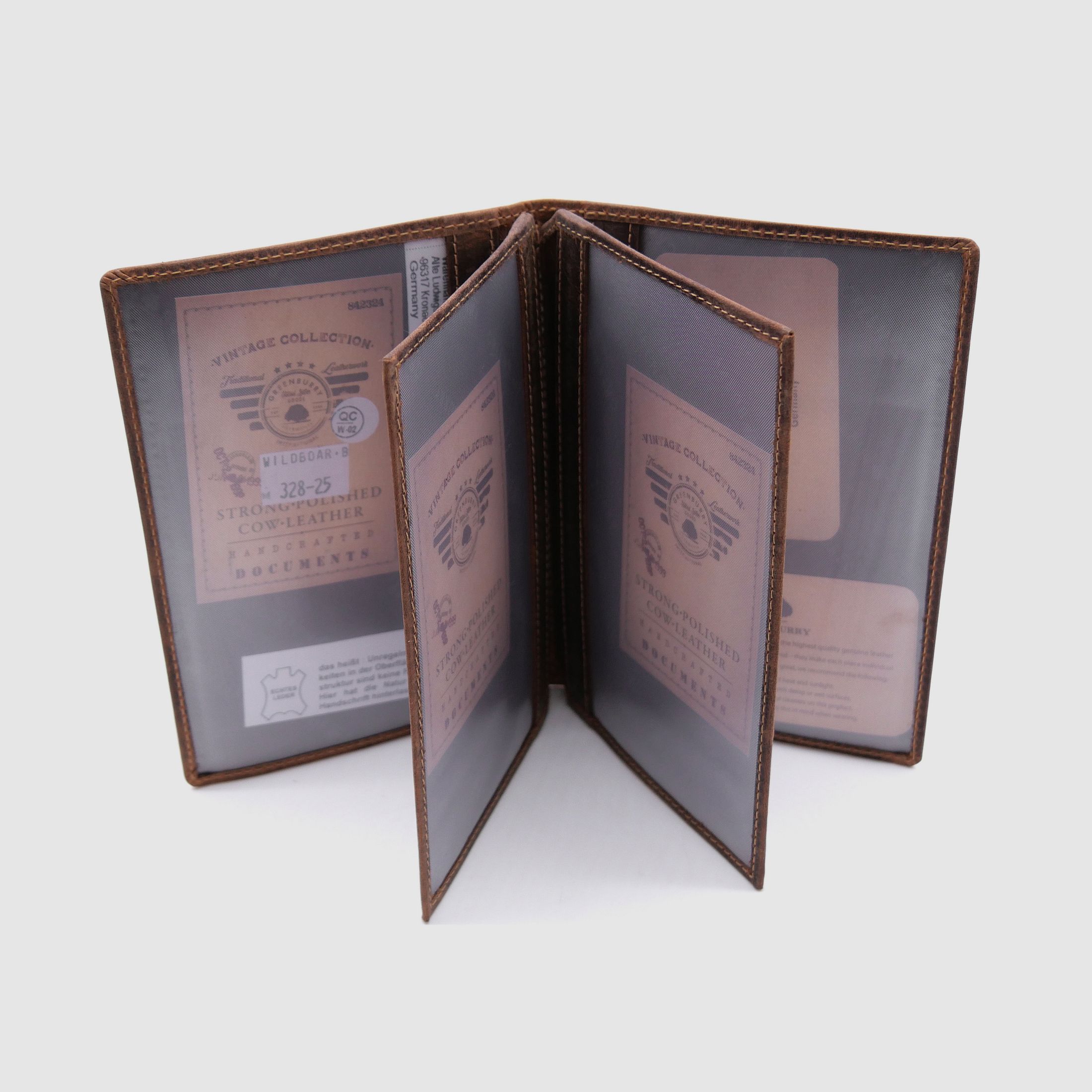 Greenburry leather hunting license folder ID folder case boar brown 328B-wildboar-25