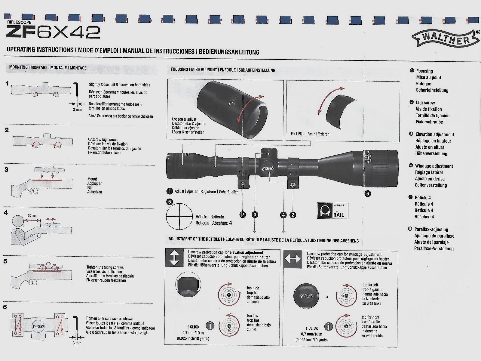 Hämmerli 850 Air Magnum fucile a ripetizione cal. 4,5mm (.177, 7,5 Joule) con telescopio Walther 6 x 42 e accessori