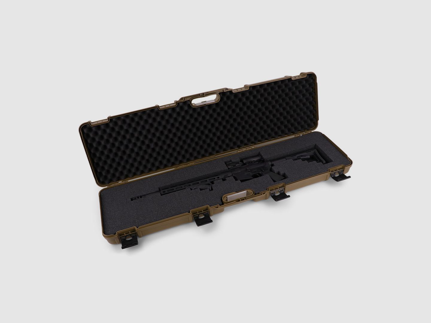 Housse de fusil d'hiver W11 117 cm pour 1 arme longue - plastique PP, 4 verrous push-pull, grille (Coyote)