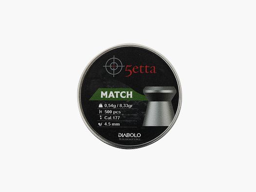 5etta balas para carabinas de aire Match 4,5 mm 0,54 g / 8,33 g 500 piezas
