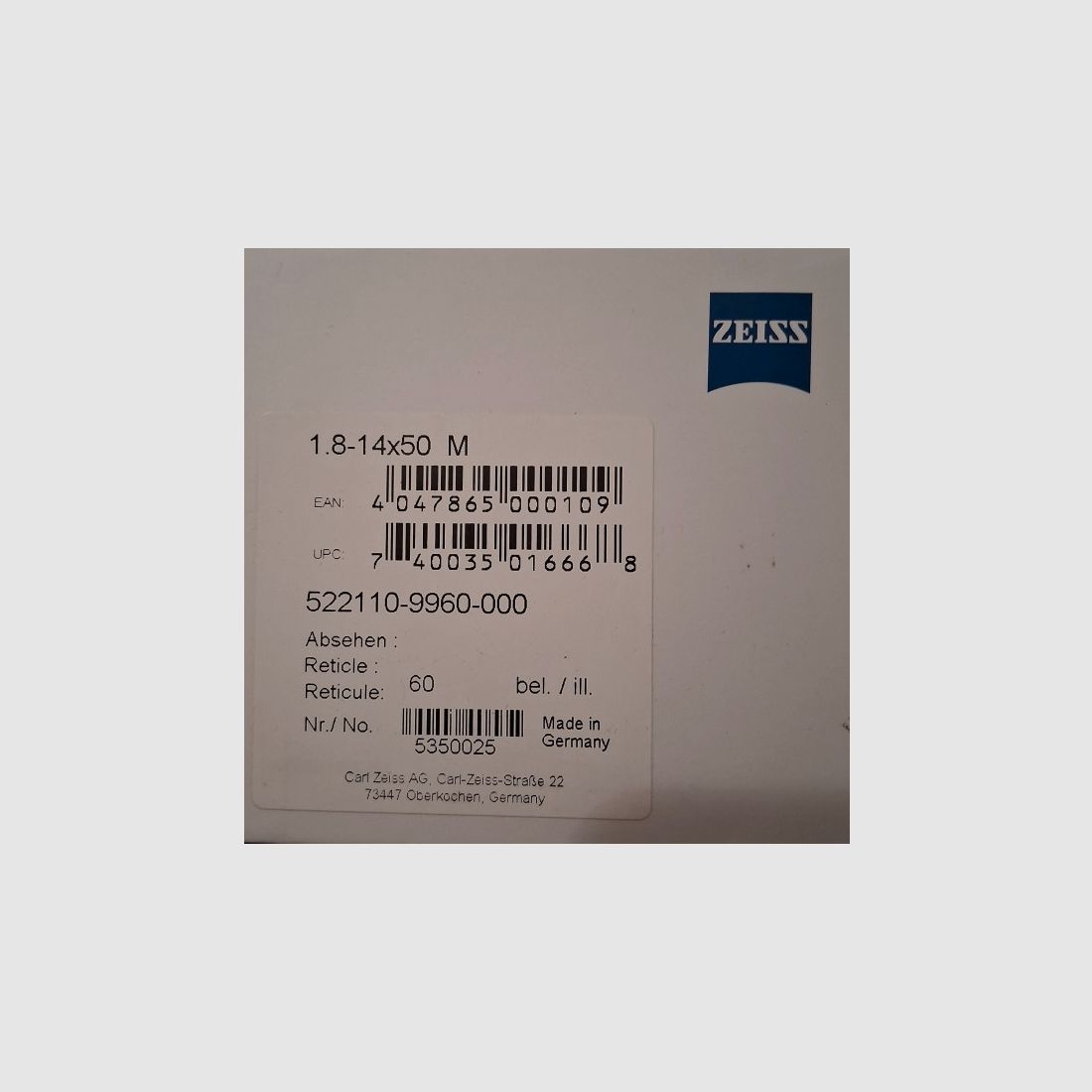 Zeiss V8 1,8-14x50 m. riel
