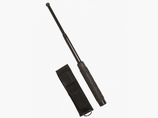 Teleskop Schlagstock 25,5/66cm Schwarz + Tasche / Holster