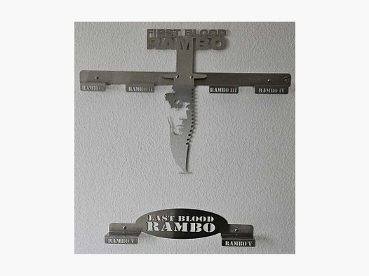 Rambo 1-5 Messer Designer Wandhalter Edelstahl 3D Effekt