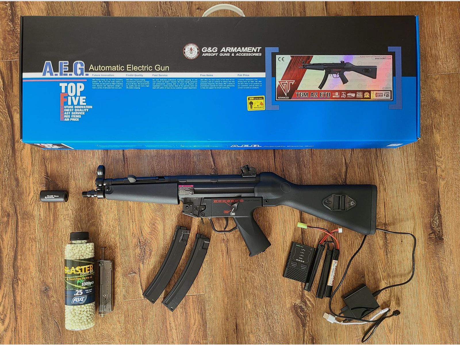 MP5 Airsoft von G&G S-AEG 1,12J  inkl. Zubehör