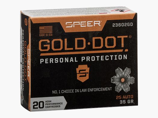 Speer 6.35 Browning Speer Gold Dot HP 2.3g/35grs.