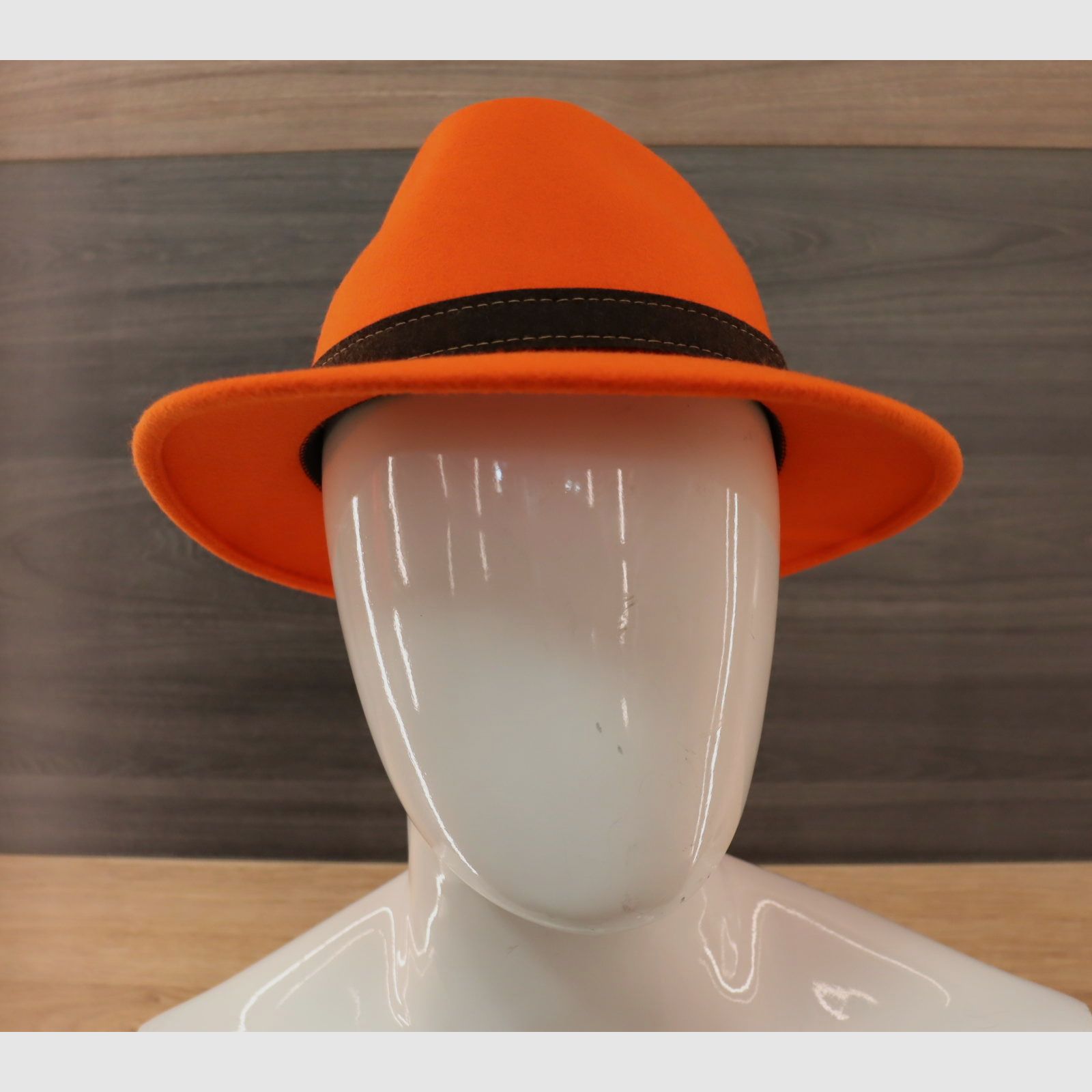 Chapeau Fedora City Wollfilz Orange-Braun avec flip protège oreille, image 1 sur 8