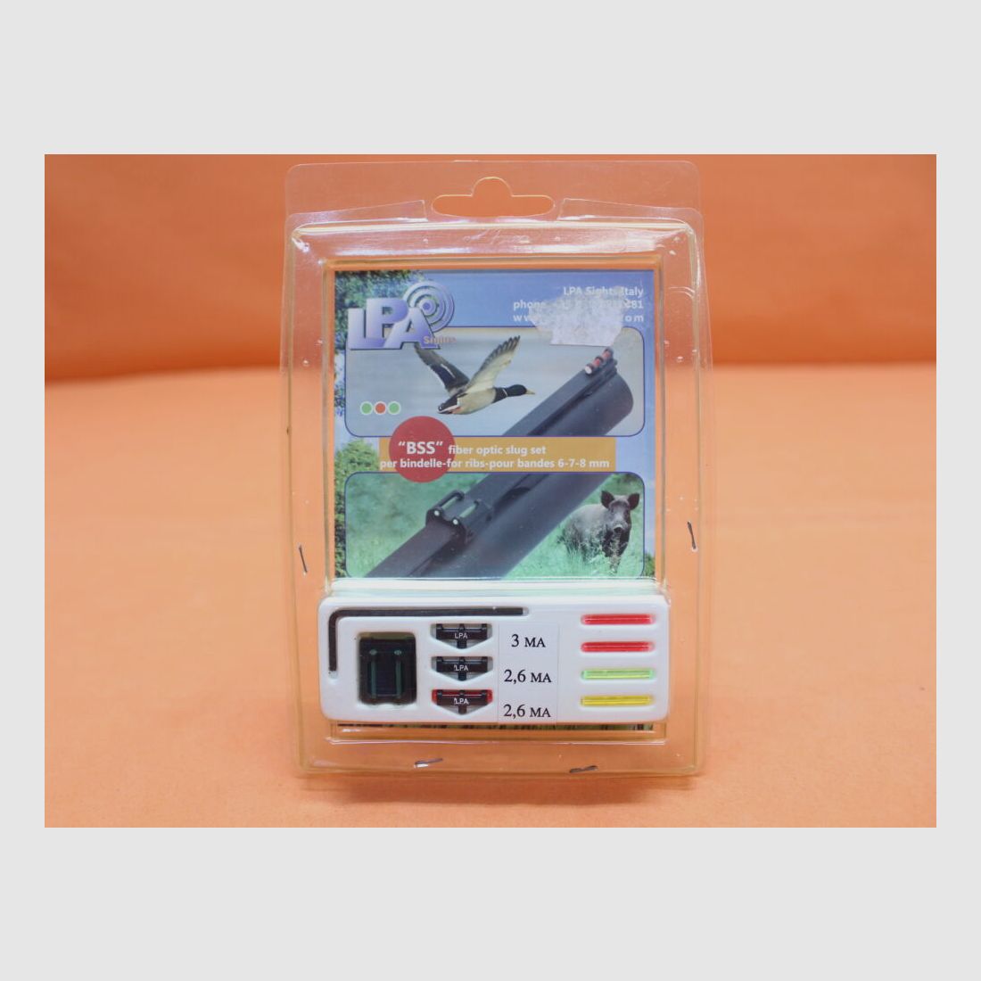 LPA. Conjunto de Slugs de Fibra Óptica LPA (BSS) para escopetas: mira de fibra óptica acoplable para rieles de cañón