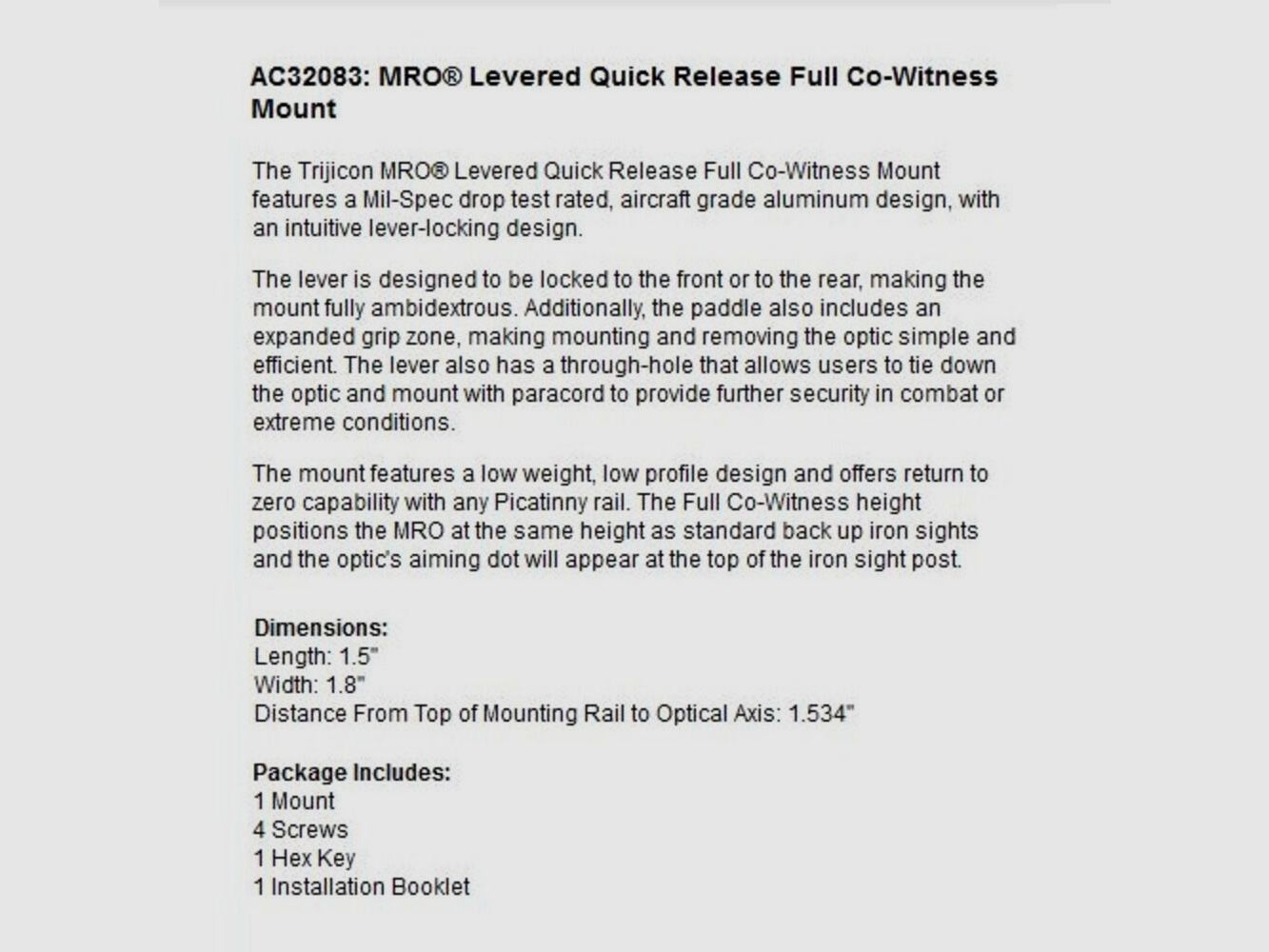 Trijicon MRO Schnellspannmontage Full