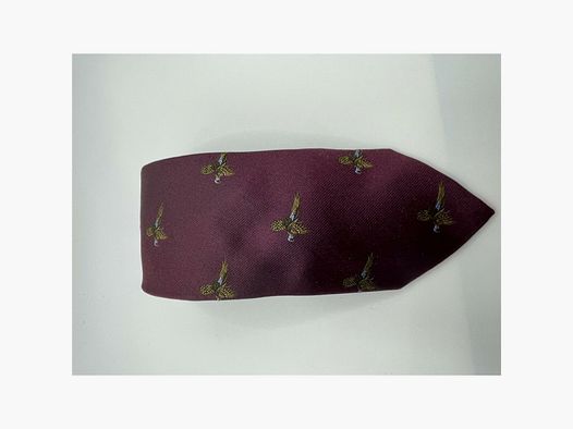 Robert Keyte cravate 100% soie bordeaux motif faisan en train de s'envoler