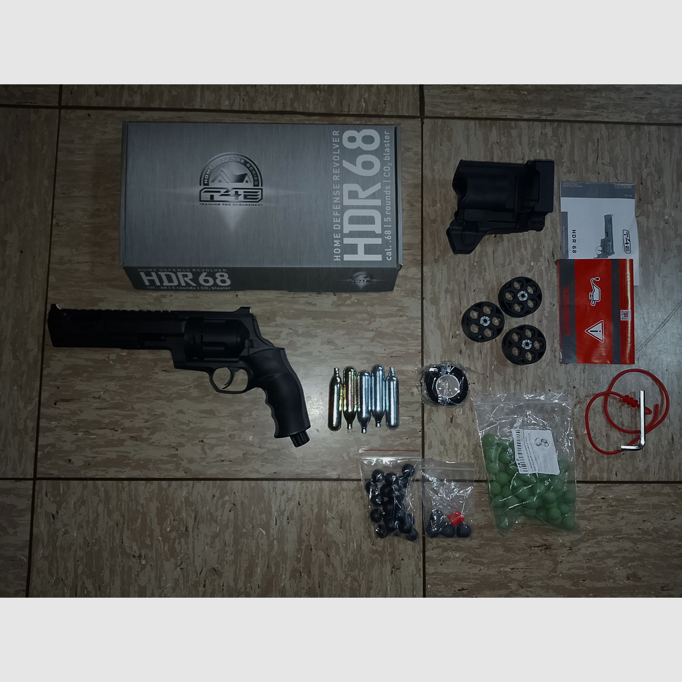 Hdr68 gen1 RAM T4E Set Holster Rubberballs CO2 4 Trommeln + Zubehör 