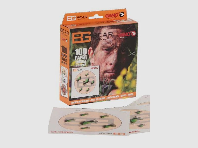 GAMO PAPER TARGET BEAR GRYLLS TARGET HOPPER PACK. 100 PCS