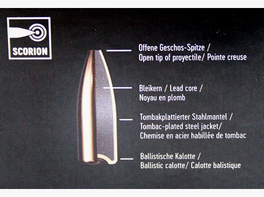 100 Stück NEUE RWS Geschosse MJ MATCH-JAGD SCORION .224 5,6mm 52gr 3,4g #2313343 Präzises Hohlspitz