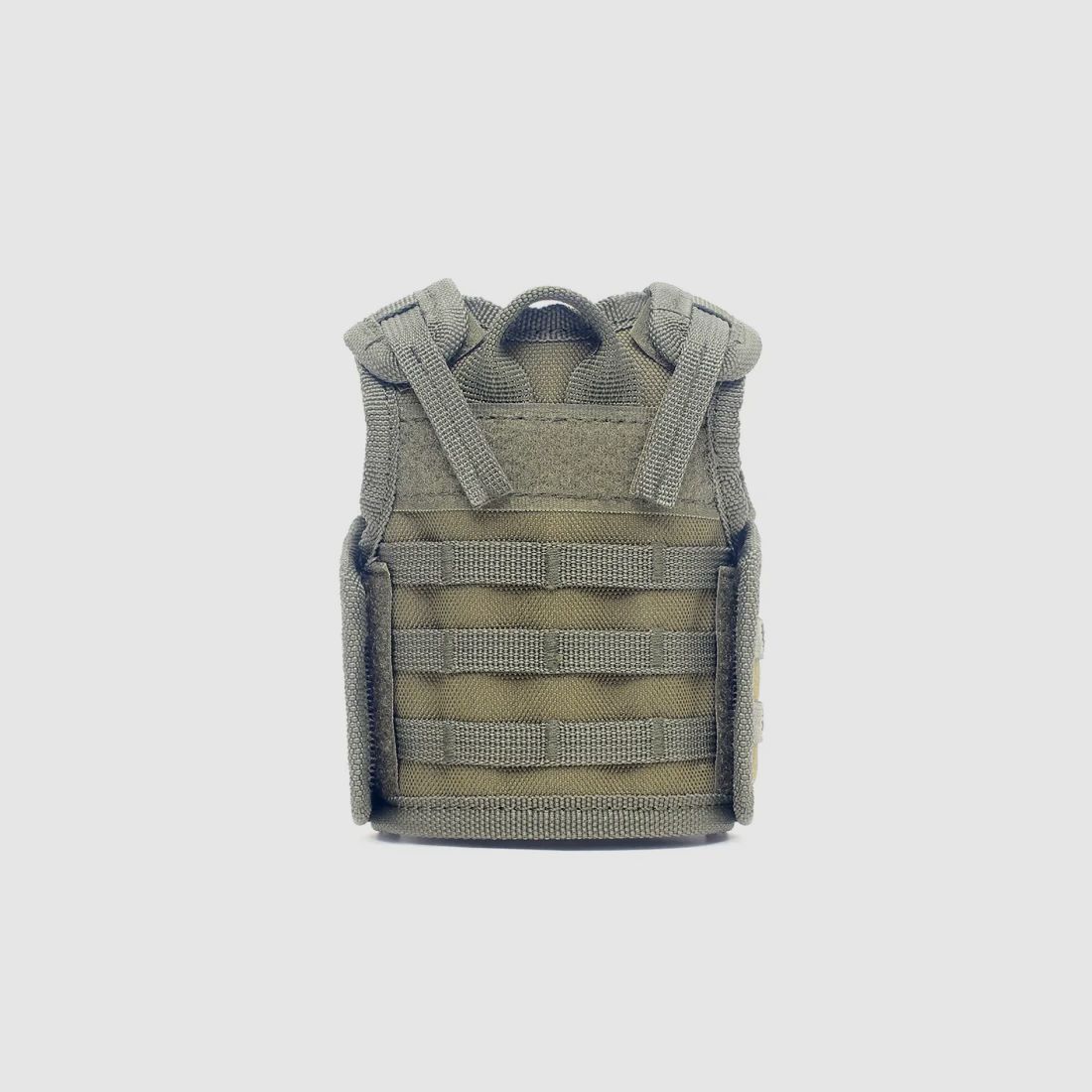 Mini Tactical Schutzweste mit Fronttaschen für Bierflasche / Weinflasche / Thermosflasche - Oliv