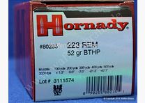Hornady Rifle .223Rem. 52grs. BTHP Match 50 STK