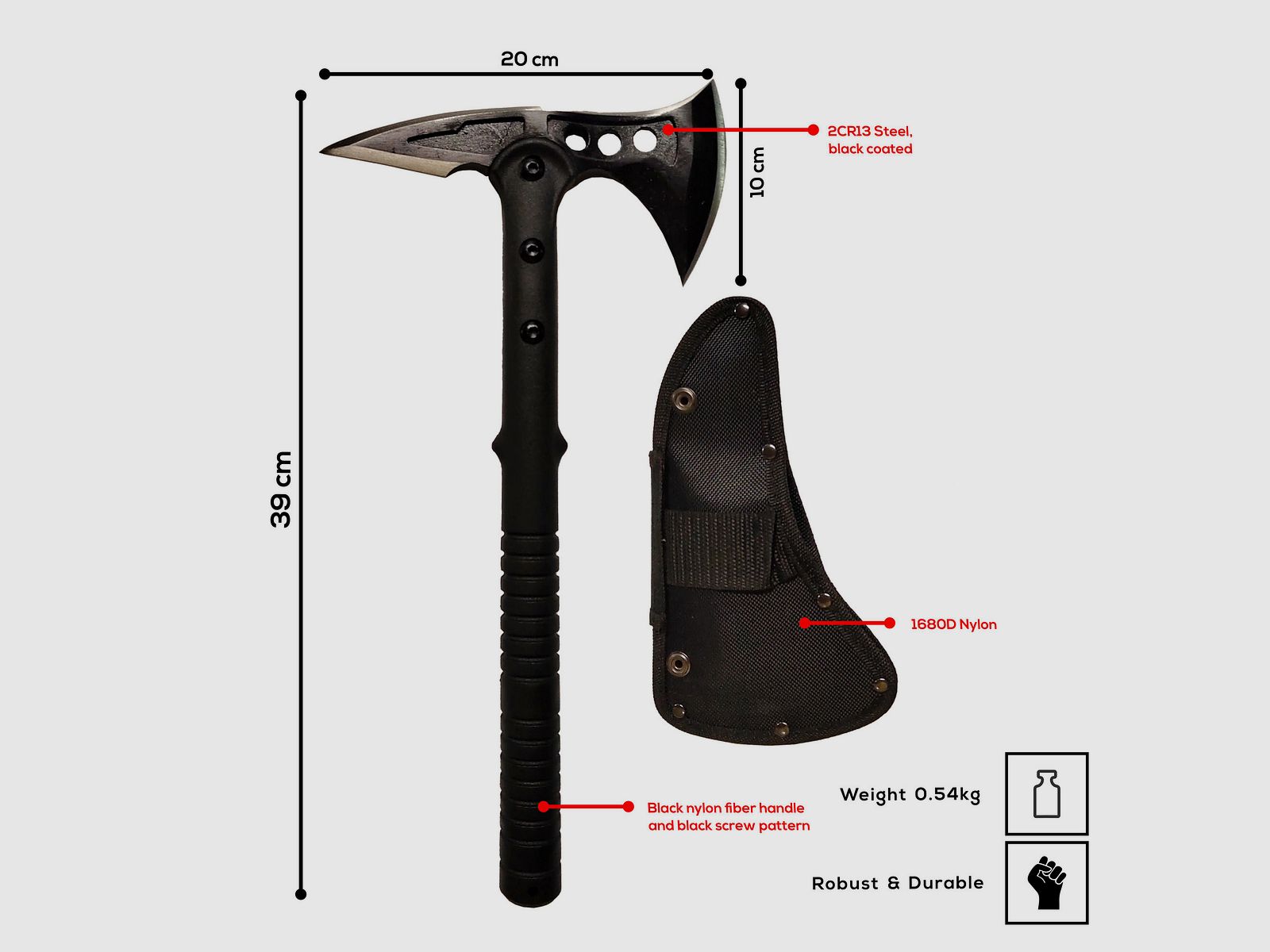 Outdoor Axt mit Stachelkopf und Scheide | ct-1089