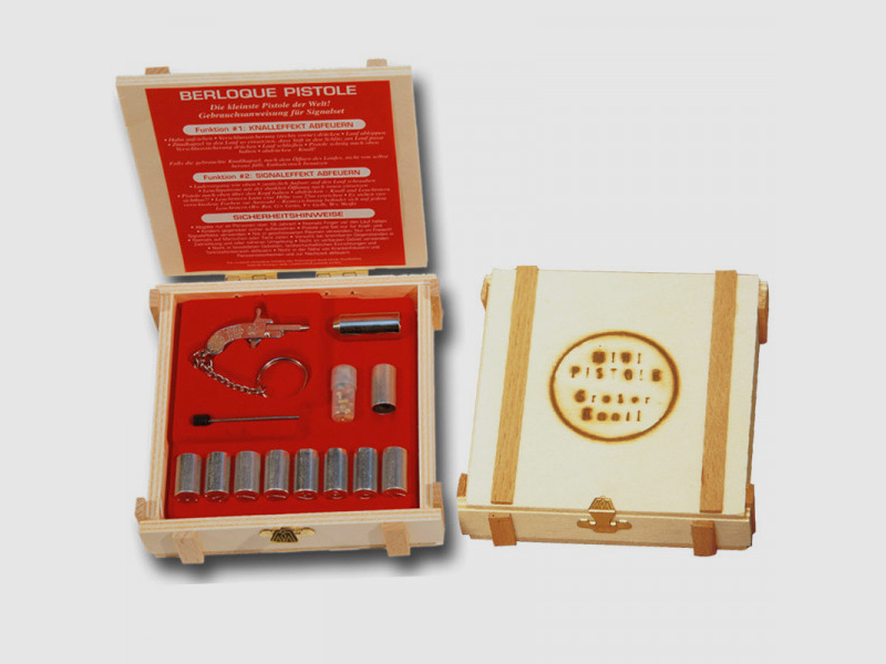 ORIGINAL CHARM PISTOL IN WOODEN CASE - 2MM