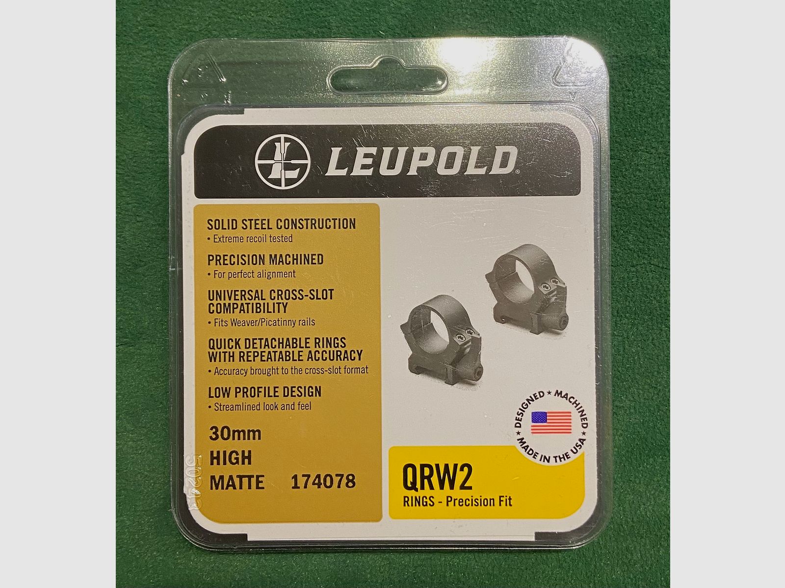 Leupold QRW2 Weaver RINGE 30mm High (H=12,18mm) mit Spannhebel, Stahl, Matt