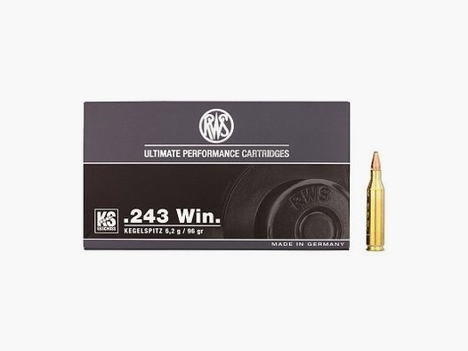 Büchsenpatronen RWS Kegelspitz .243 Win 96 gr 20 Stk.