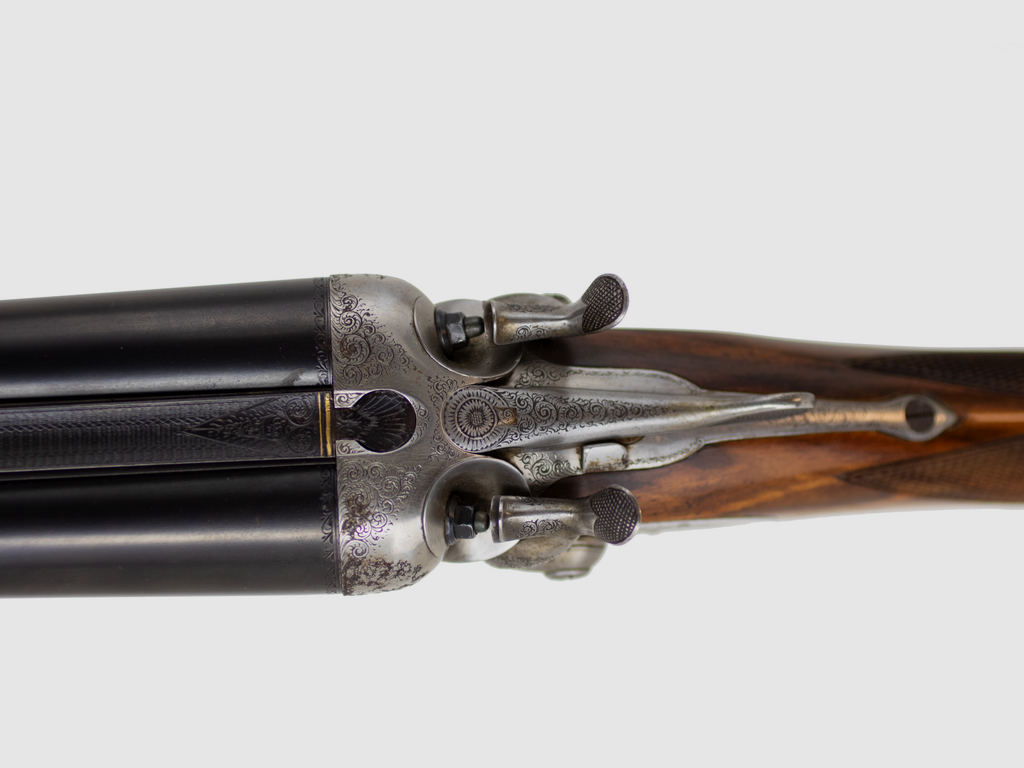 Doppeltlaufgewehr Lebeau Courally Kal. 12 mit externen Hahn – Feine Gravuren – Klassische Jagdwaffe, Bild 6 von 16
