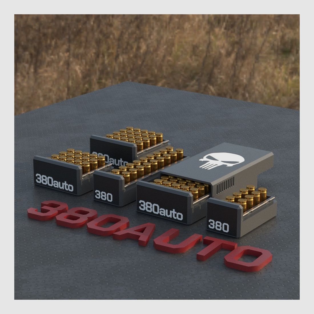 Filamelt Munitionsbox / Ammo .380 ACP – Patronenbox für 50 Schuss, Made in Germany