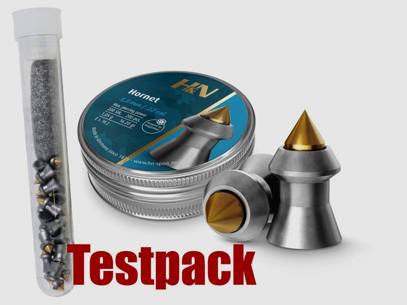 Testpack - H&N Hornet Diabolo, Hohlspitz, Messingspitze, Jagd, Kaliber 5,5 mm, 1,05 g, 20 StĂĽck