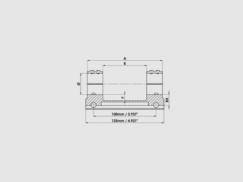 Eratac Blockmontage 34 mm mit Hebell 21,5 mm Bauhöhe Farbe braun
