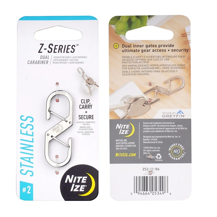 Double carabiner Z-Series #2 - Steel - Silver - ZS2-11-R6 - Nite Ize, image 1 of 2