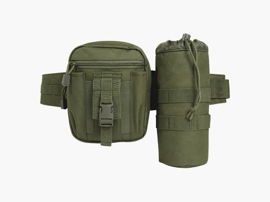 Cinturón de cintura "Allround" de Brandit con bolsillo + soporte para botellas - Oliva