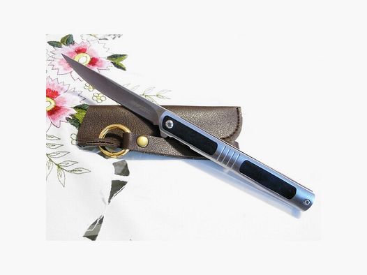 Exklusiv BARKRIVER-Klapp-Taschenmesser-Edelstahl-Heft:BUBINGA-Echtholz-Blau Neu!