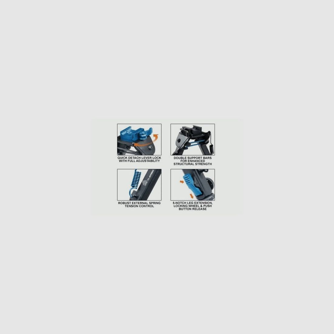 BIPIEDE SUPER DUTY QD H:6.0"-8.0" PICATINNY, Bild 4 von 4