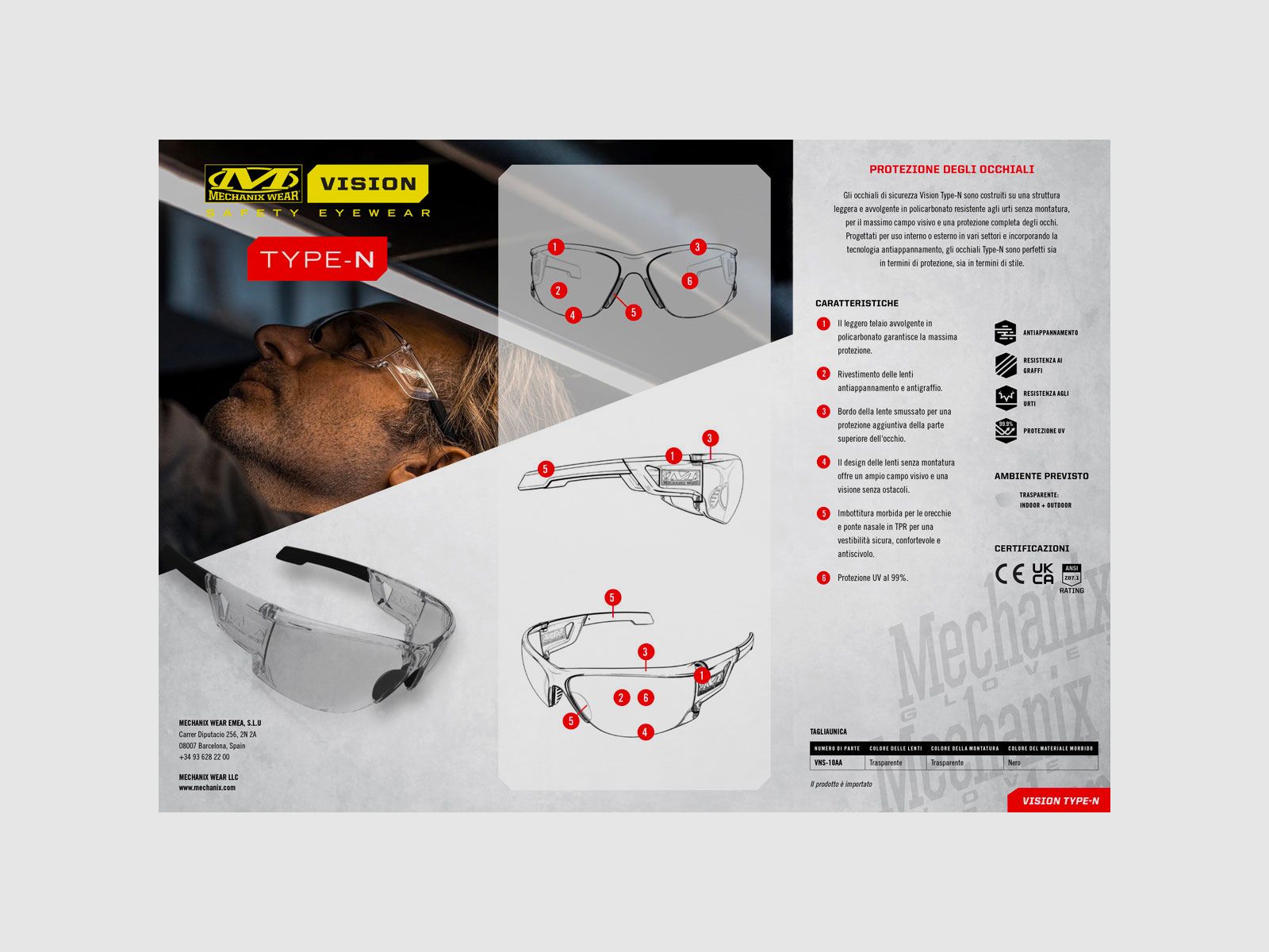 MECHANIX WEAR – VISION OKULARY OCHRONNE TYPU N PRZEZROCZYSTA OPRAWA PRZEZROCZYSTA SOCZEWKA, zdjęcie 6 z 7