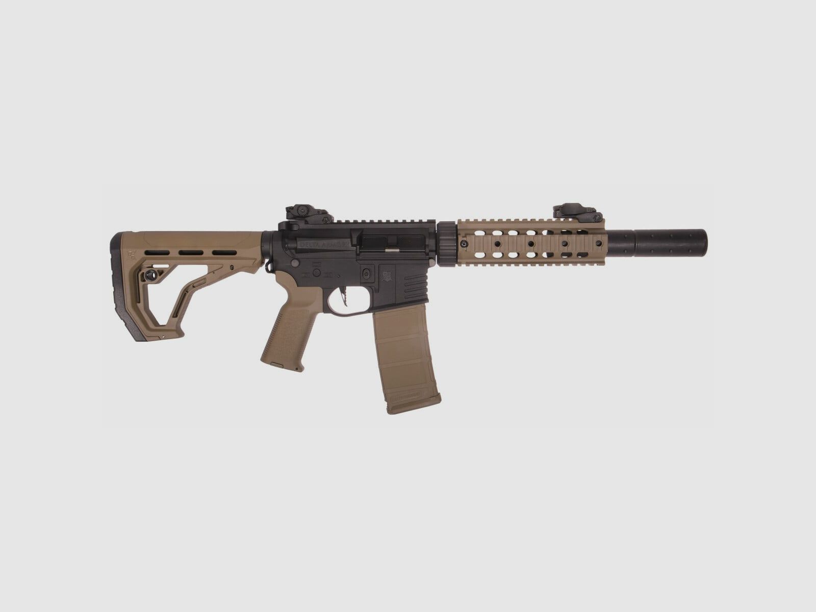 AR15 SilentOps 7 Zoll CHARLIE EAGLE ETU Tan/Schwarz S-AEG Softair Gewehr Frei ab 18 Jahren | Delta Armory