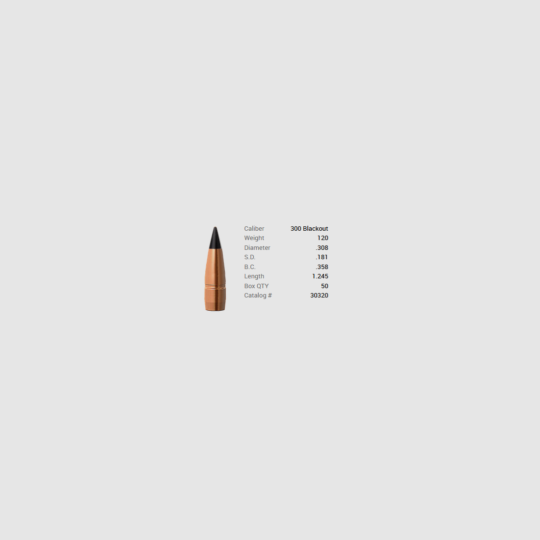 Barnes Geschoss .300 AAC Blackout / .300 Whisper 120GR M/LE Tac-TX Boat Tail bleifrei 50 Stück, Bild 1 von 8