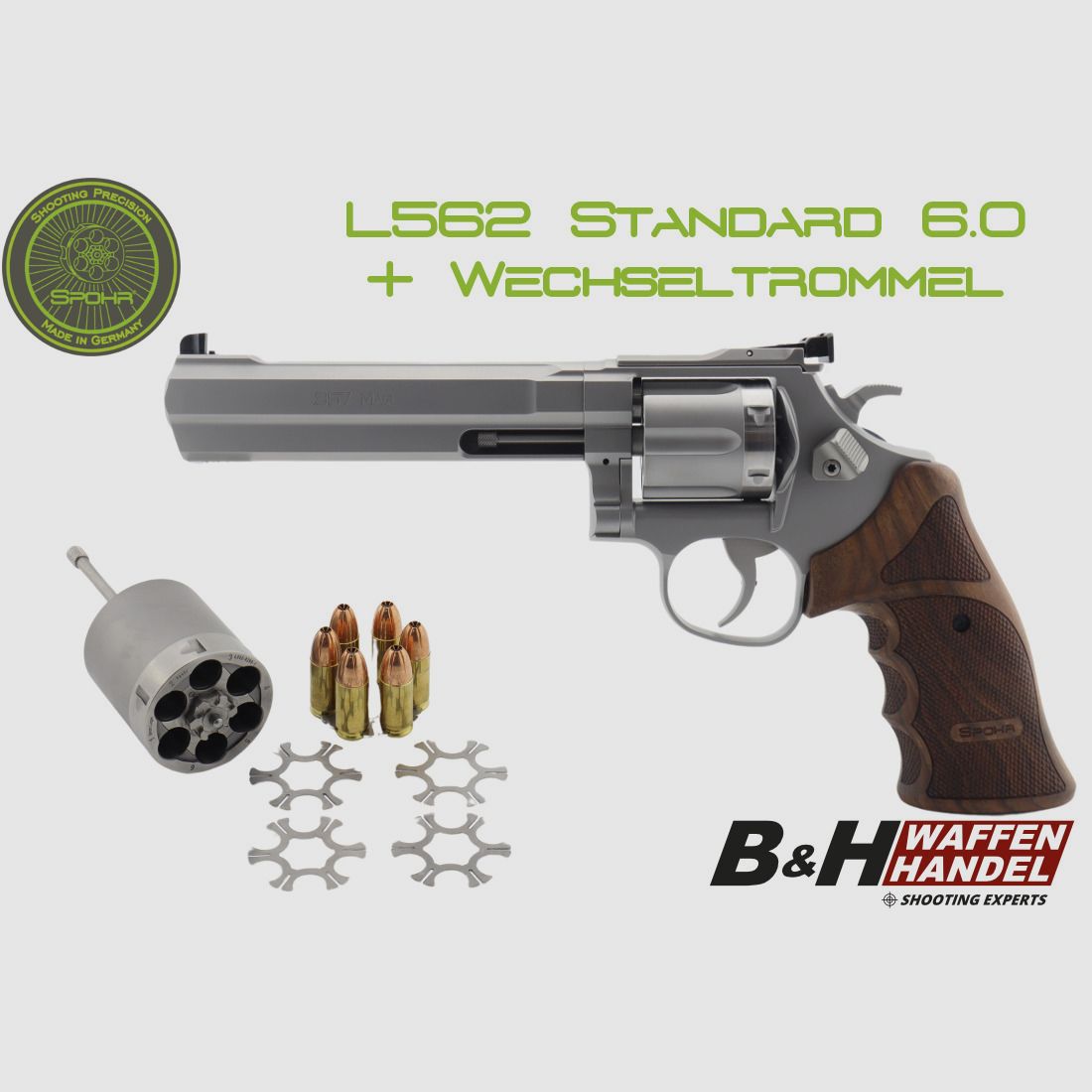  Spohr	 L562 Standard 6.0 Stainless 6" Revolver mit Wechseltrommel 9mm Made in Germany