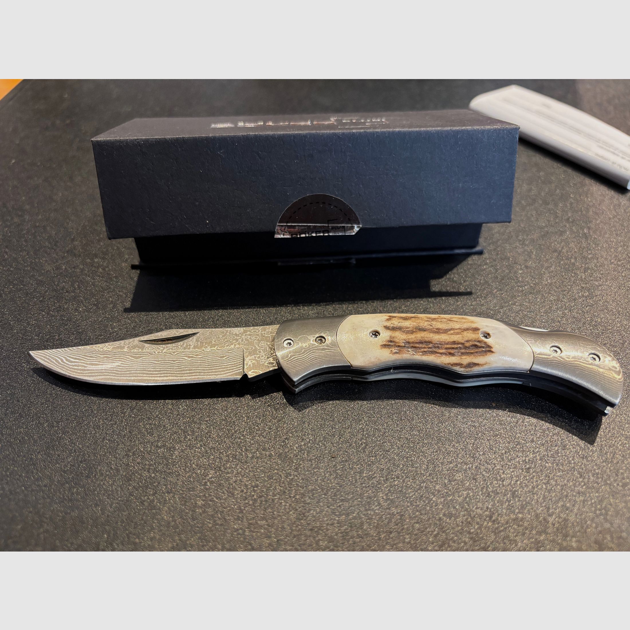 Böker pocket knife with horn look top