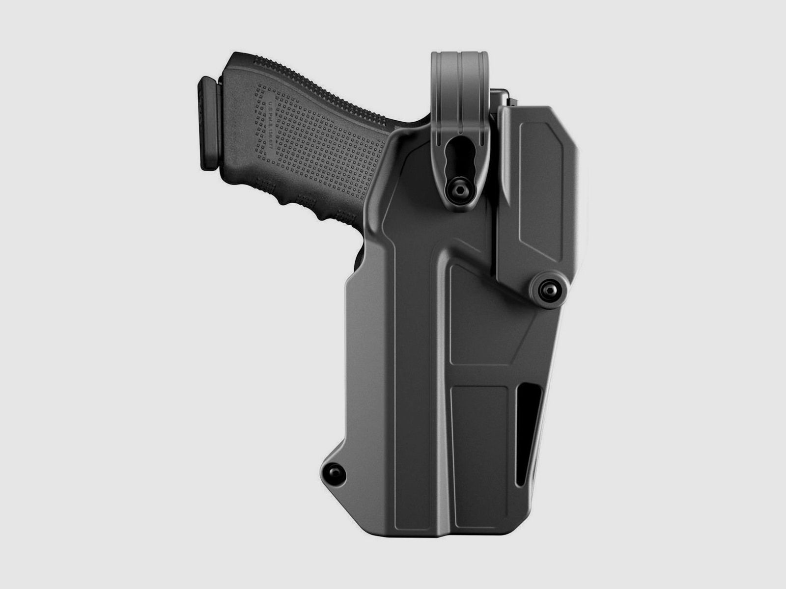 Gürtelholster QUANTUM PLUS Glock 19/22/23/25/32/45 + Surfire 300X/Streamlight TLR1/2-Schwarz-Rechtshänder