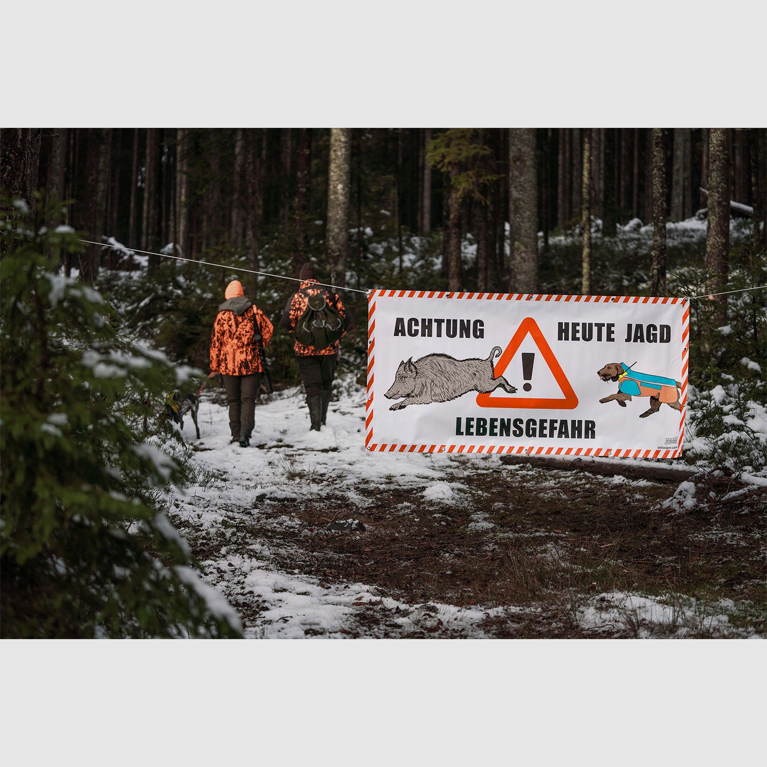Seissiger Waarschuwingsbanner Drijfjacht PVC 2m x 1m