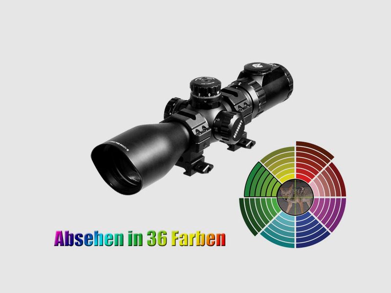 Taktisches Zielfernrohr 3-12x44 Compact von UTG mit SWAT AO Mil Dot, Absehen in 36 Farben, inkl 11mm und 22mm Montage