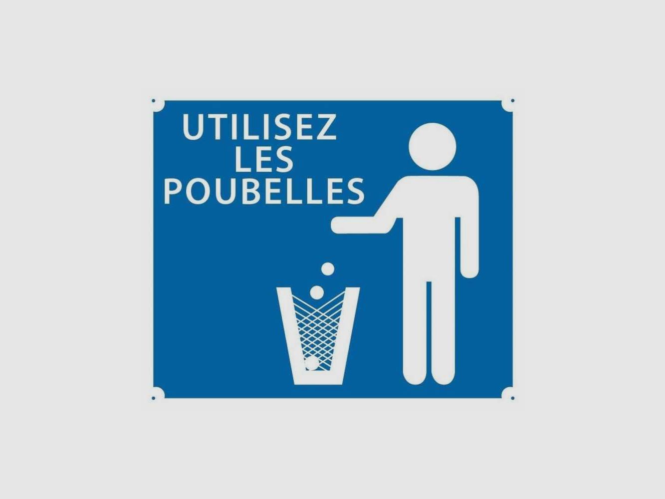 Schild Benutzen Sie die Mülleimer