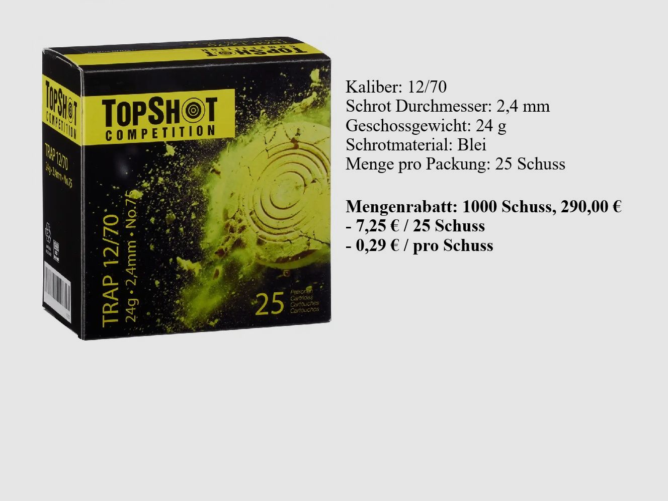 TOPSHOT Competition 12/70 Trap 2,4mm 24g, KEIN VERSAND