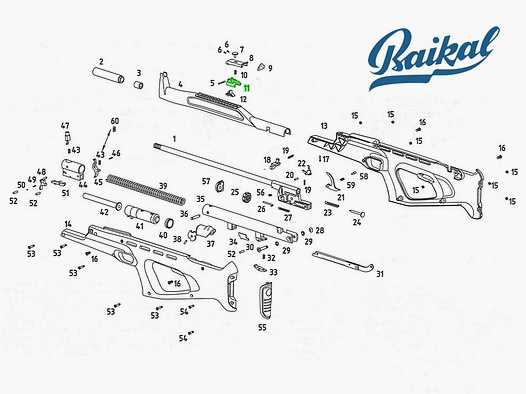 Sockel fĂĽr Visier (Post) von Luftgewehr Baikal MP 514, Ersatzteil 11