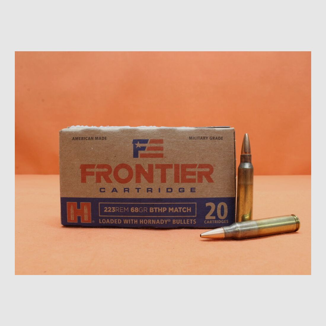 Cartouches Hornady .223Rem Hornady 68grs BTHP (R160) VE 20 cartouches Frontier/ 4,41g ogive creuse torpille match