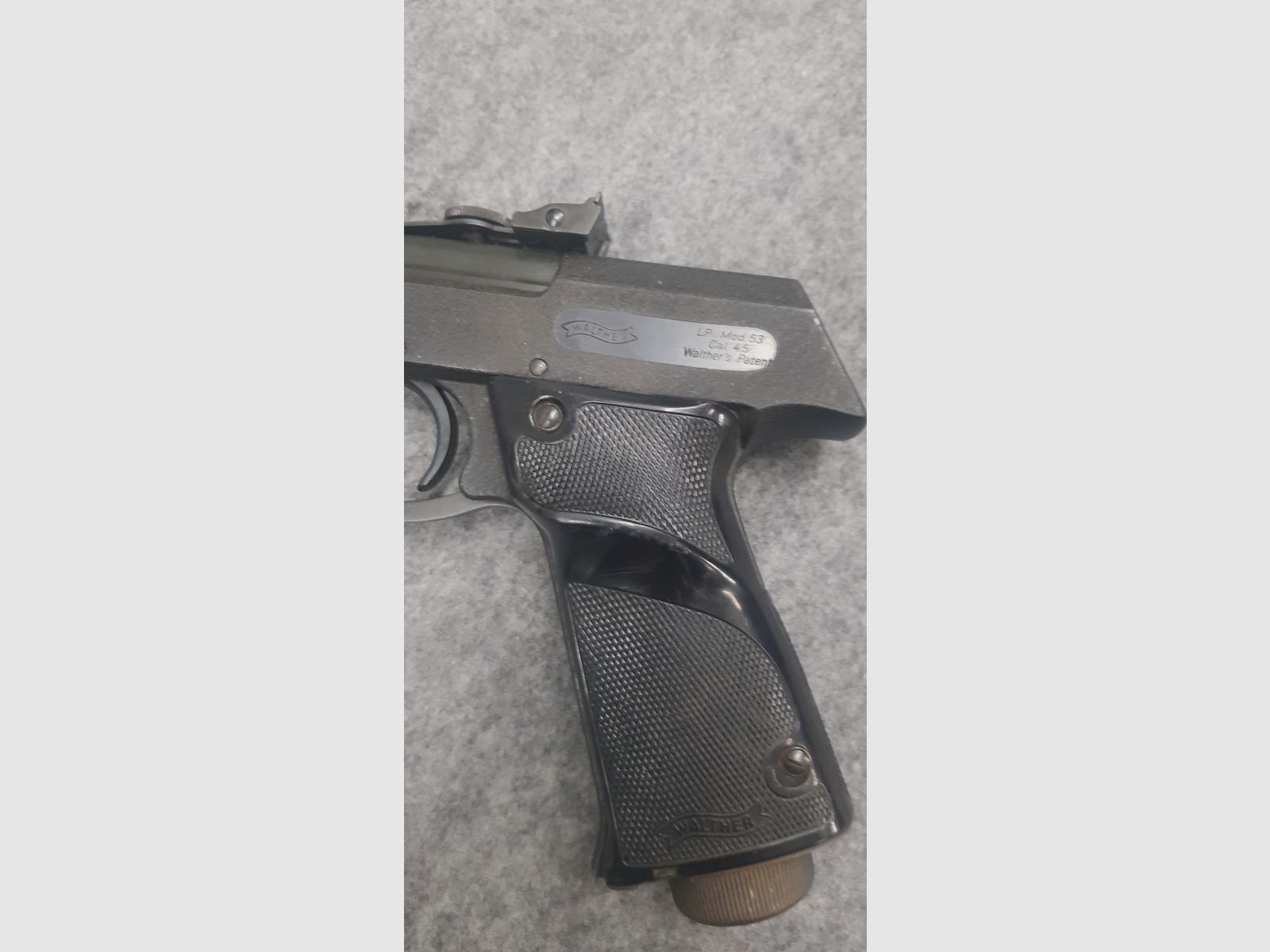 Luftpistole Walther Mod. LP 53 im OVP Karton, Beschreibung u. Flyer aus den 60iger James Bond 007 