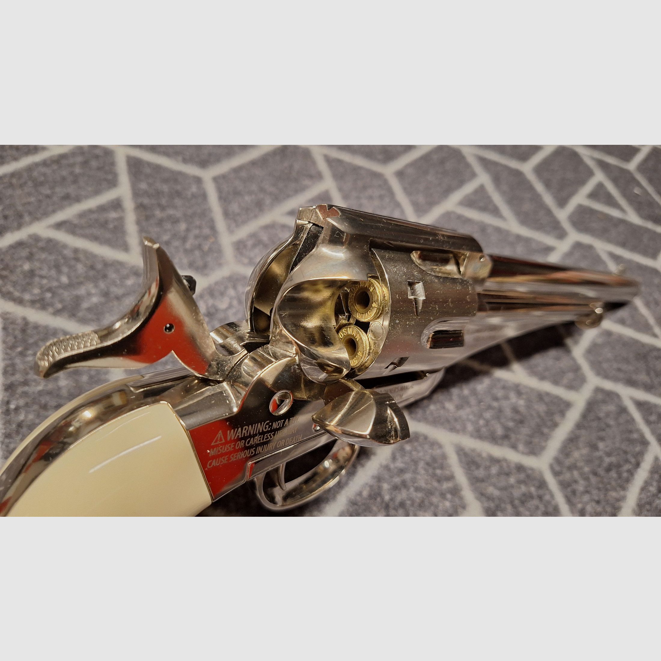 Remington Co2-Revolver 1875 Vollmetall Nickel / Elfenbein-Optik 4,5 mm Diabolo /Stahl BB