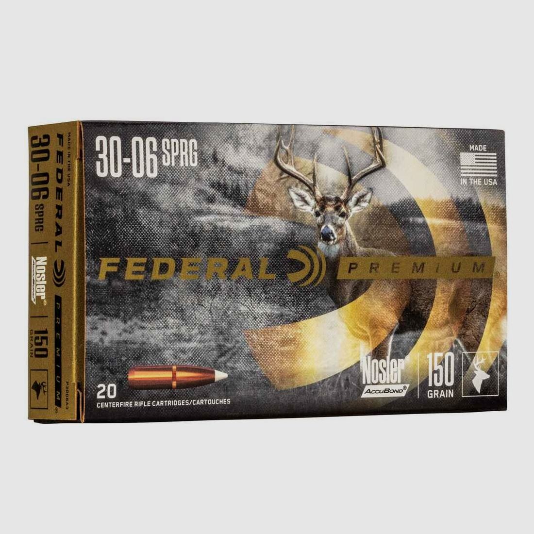 .30-06 Spr. Premium Nosler Accubond 9,7g/150grs. Munizioni Federal