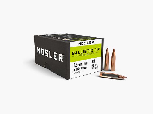BULLE – NOSLER – BALLISTIC TIP 6.5mm Caliber (.264″) Spitzer 140gr (9.0 grams) (50pcs)