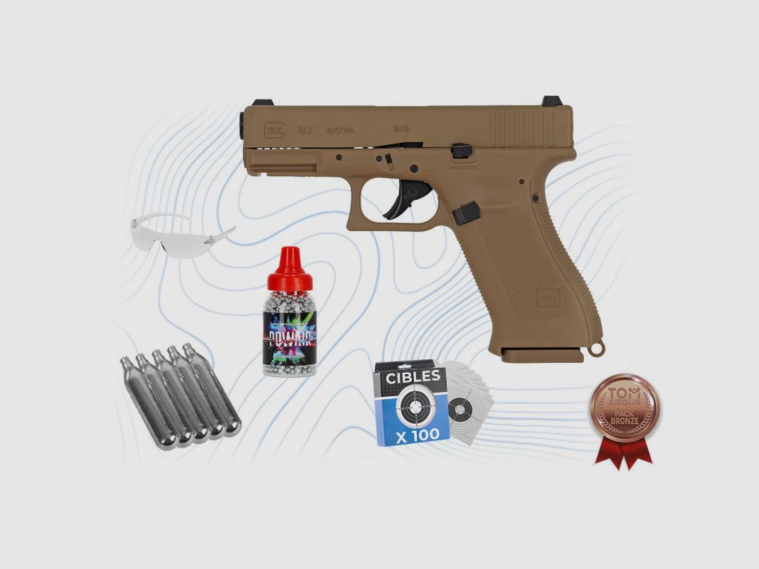 Pack Bronze Pistole Glock 19 X Kal. BB 4,5 mm Umarex