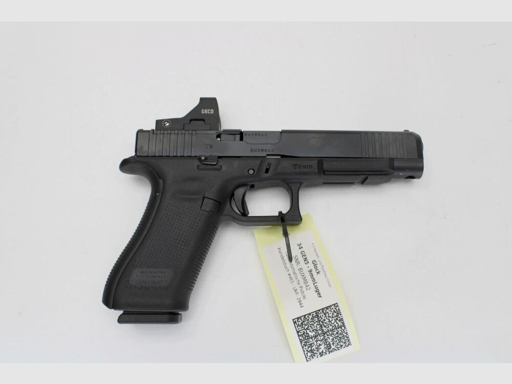 Glock 34 GEN5 MOS M.O.S. pistool met Geco richtkijker en 3 magazijnen 9mm Luger