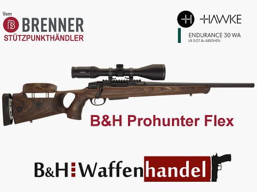 Komplettpaket: Brenner BR20 B&H Prohunter Flex Lochschaft mit doppelter Verstellung inkl. Hawke Endurance 3-12x56 (Art.Nr.: BR20PHFP4) Finanzierung möglich