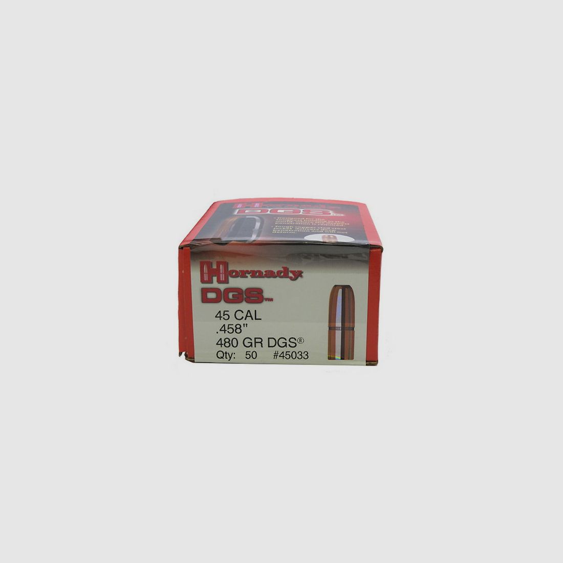 50 Proiettili Hornady .45 Cal .458 480 Grs DGS (450 NE)